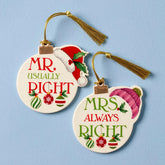 Mr & Mrs Ornament Set Of 2